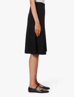 Vince Smocked Mid-rise Woven Midi Skirt 7 Vince Smocked Mid-rise Woven Midi Skirt -Women Clothing Store R04154651 BLACK ALT02