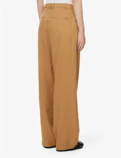 Vince Pleated Straight-leg High-rise Woven Trousers -Women Clothing Store R04154657 AMBERWAVE ALT03
