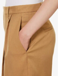 Vince Pleated Straight-leg High-rise Woven Trousers -Women Clothing Store R04154657 AMBERWAVE ALT04