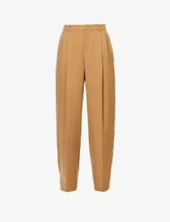 Vince Pleated Straight-leg High-rise Woven Trousers