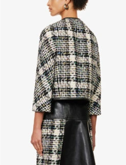 Alexander McQueen Round-neck Cropped Tweed Woven Jacket -Women Clothing Store R04154709 MULTICOLOUR ALT03