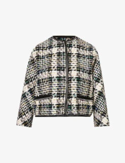 Alexander McQueen Round-neck Cropped Tweed Woven Jacket