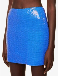 Sequin-embellished Fitted Stretch-woven Mini Skirt -Women Clothing Store R04154797 BLUE ALT04