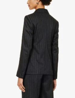 Max Mara Ofride Striped Double-breasted Wool-blend Jacket -Women Clothing Store R04156266 DARKGREY ALT03