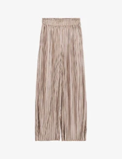 Ikks Metallic-pleated Wide-leg Mid-rise Recycled-polyester Trousers