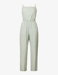 Self-tie Straight-leg Linen Jumpsuit
