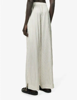 Striped Straight Wide-leg Mid-rise Silk Trousers 8 Striped Straight Wide-leg Mid-rise Silk Trousers -Women Clothing Store R04156835 BEIGE ALT03