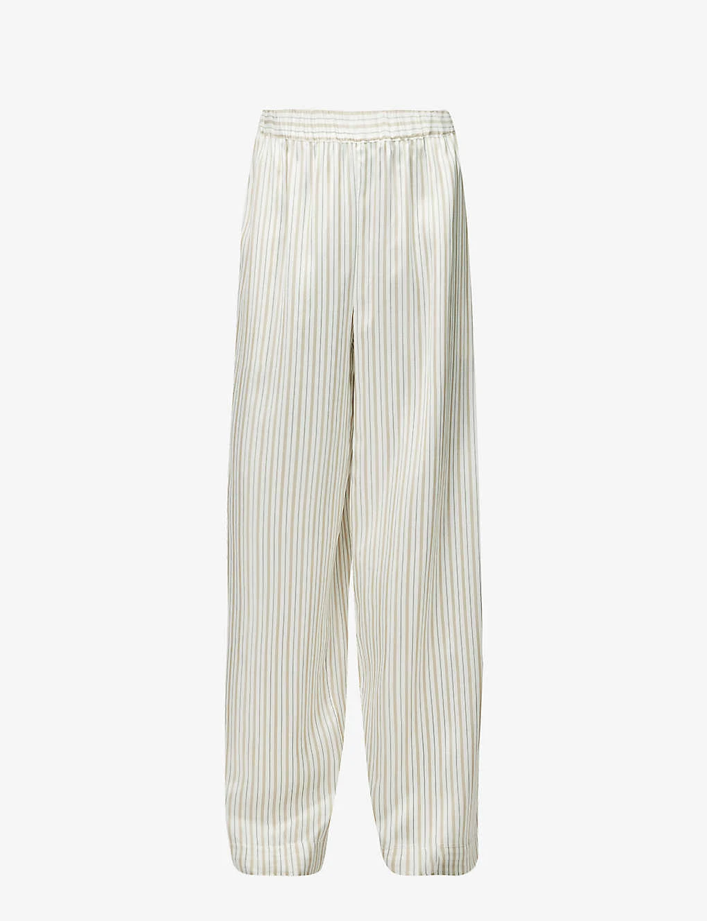 Striped Straight Wide-leg Mid-rise Silk Trousers 1 Striped Straight Wide-leg Mid-rise Silk Trousers