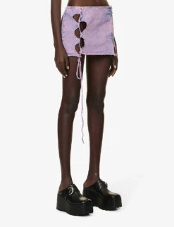 Distressed Cut-out Mini Skirt -Women Clothing Store R04156855 PEONY ALT02