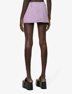 Distressed Cut-out Mini Skirt -Women Clothing Store R04156855 PEONY ALT03