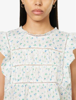 RAILS Filomena Floral-embroidered Round-neck Regular-fit Cotton Top -Women Clothing Store R04158661 BLUEBELLEYELET ALT04