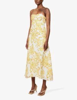 Faithfull The Brand Sorso Floral-print Linen Midi Dress -Women Clothing Store R04158855 CAGLIARIFLORALPRINT ALT02