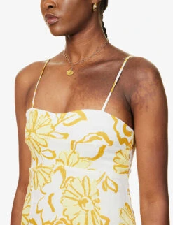 Faithfull The Brand Sorso Floral-print Linen Midi Dress -Women Clothing Store R04158855 CAGLIARIFLORALPRINT ALT04