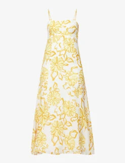 Faithfull The Brand Sorso Floral-print Linen Midi Dress