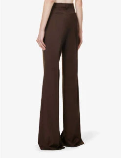 Sportmax Hangar Wide-leg Mid-rise Wool Trousers -Women Clothing Store R04158873 CHOCOLATE ALT03