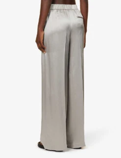 Loewe Wide-leg Mid-rise Satin Trousers -Women Clothing Store R04159286 MOUSEGREY ALT03