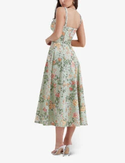 Sabrina Floral-print Cotton-blend Midi Dress -Women Clothing Store R04159571 LIGHTJADE ALT03