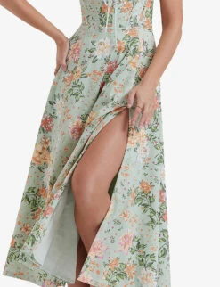 Sabrina Floral-print Cotton-blend Midi Dress -Women Clothing Store R04159571 LIGHTJADE ALT04