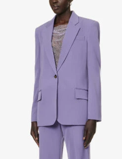 STELLA MCCARTNEY Notch-lapels Padded-shoulders Stretch-wool Blazer -Women Clothing Store R04160788 MAUVE ALT03