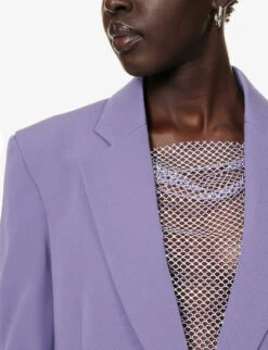STELLA MCCARTNEY Notch-lapels Padded-shoulders Stretch-wool Blazer -Women Clothing Store R04160788 MAUVE ALT05