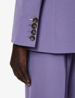 STELLA MCCARTNEY Notch-lapels Padded-shoulders Stretch-wool Blazer -Women Clothing Store R04160788 MAUVE ALT06
