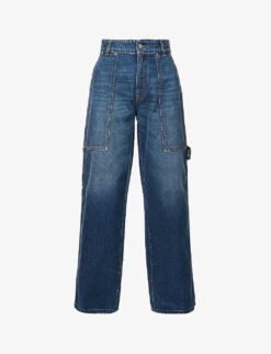 STELLA MCCARTNEY Brand-patch Contrast-stitch Wide-leg Mid-rise Jeans