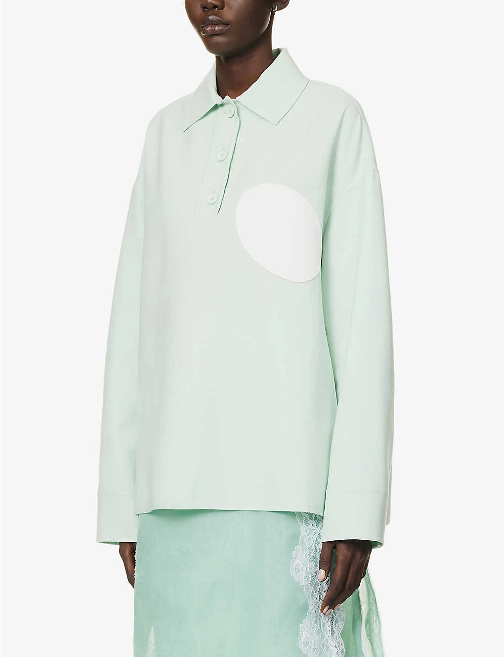 Spread-collar Contrast-patch Stretch-wool Blend Shirt 3 Spread-collar Contrast-patch Stretch-wool Blend Shirt - Image 3