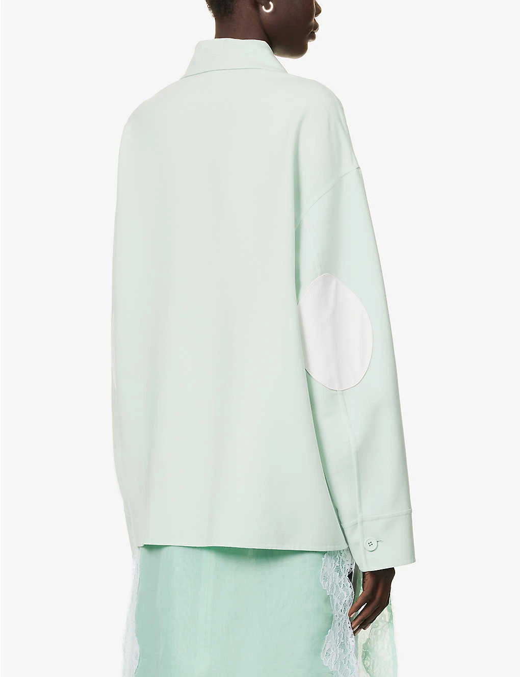 Spread-collar Contrast-patch Stretch-wool Blend Shirt 4 Spread-collar Contrast-patch Stretch-wool Blend Shirt - Image 4