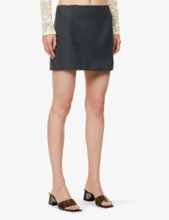 BEC + BRIDGE Jamie Mid-rise Wool-blend Mini Skirt -Women Clothing Store R04161127 CHARCOAL ALT02