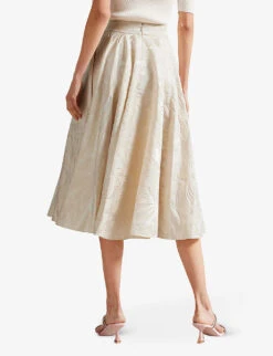 Ted Baker Alannas Paisley Jacquard-weave Woven Midi Skirt -Women Clothing Store R04162197 NATURAL ALT02