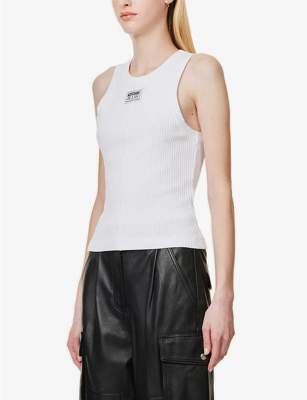 MOSCHINO Logo-print Slim-fit Stretch Cotton Top 3 MOSCHINO Logo-print Slim-fit Stretch Cotton Top - Image 3