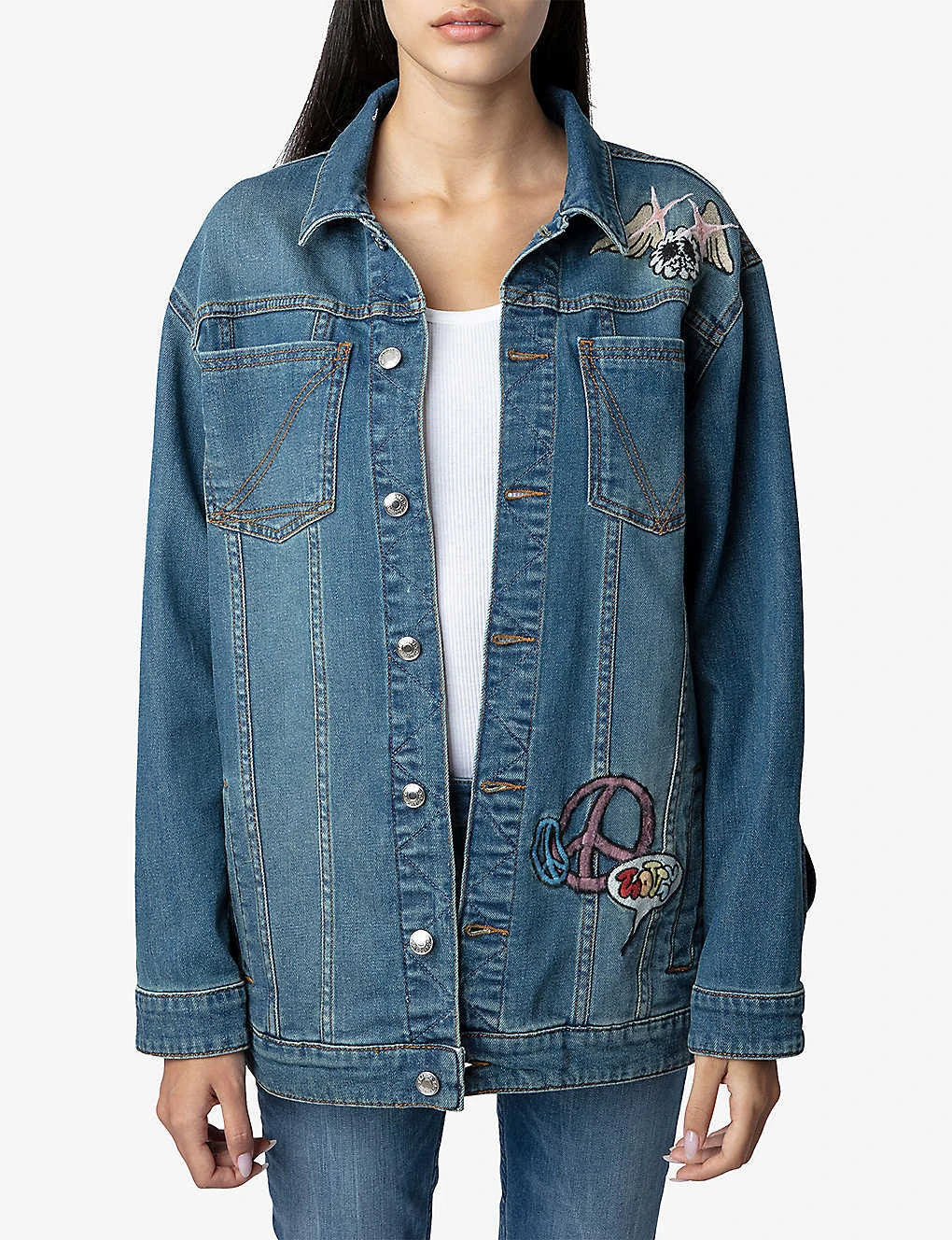 Zadig & Voltaire Kiome Patch-embellished Stretch-denim Jacket 3 Zadig & Voltaire Kiome Patch-embellished Stretch-denim Jacket - Image 3
