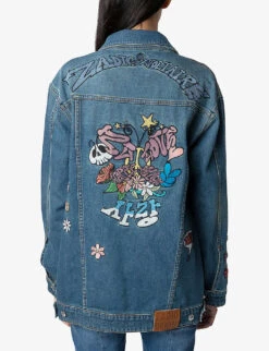 Zadig & Voltaire Kiome Patch-embellished Stretch-denim Jacket 8 Zadig & Voltaire Kiome Patch-embellished Stretch-denim Jacket -Women Clothing Store R04164050 LIGHTBLUE ALT03