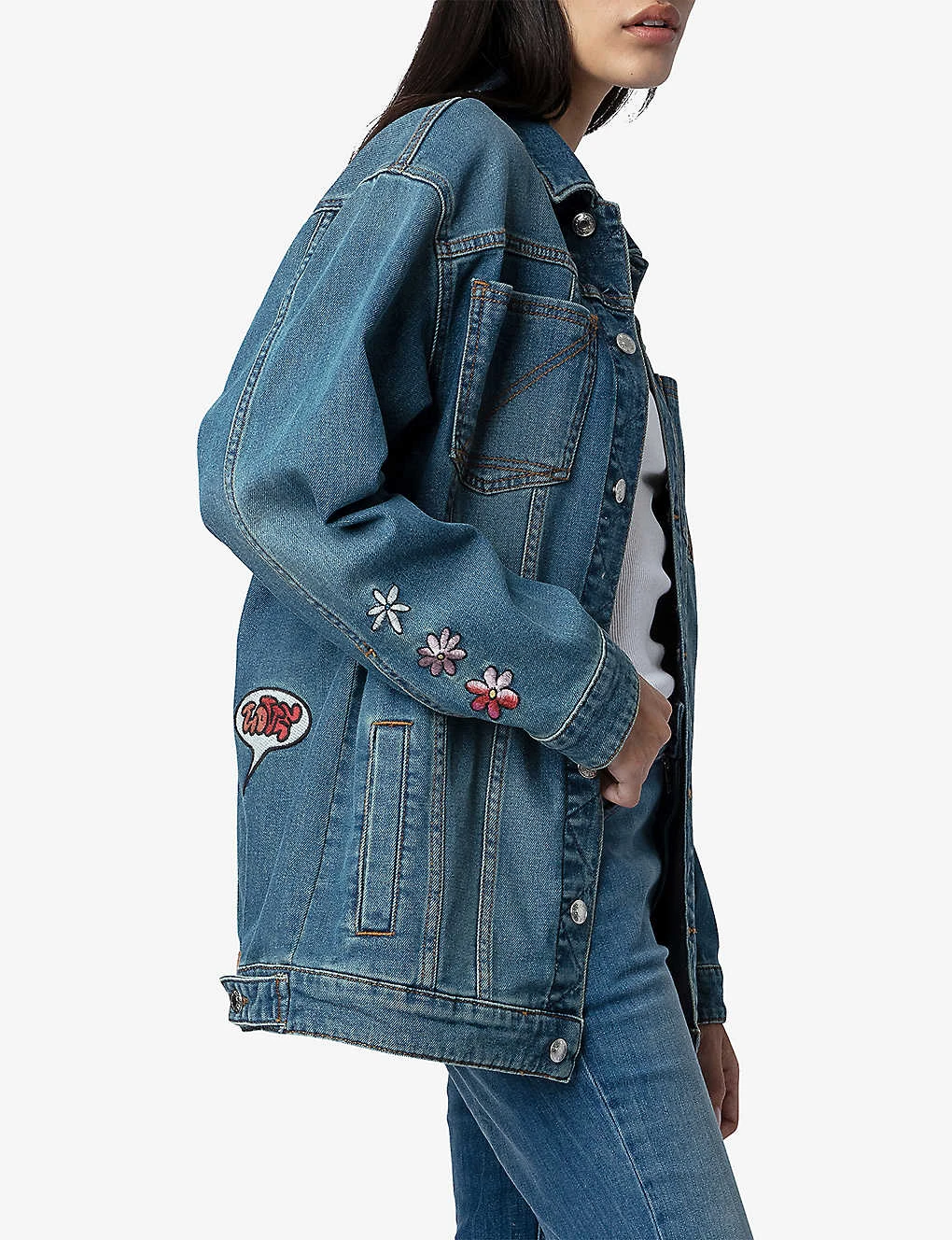 Zadig & Voltaire Kiome Patch-embellished Stretch-denim Jacket 5 Zadig & Voltaire Kiome Patch-embellished Stretch-denim Jacket - Image 5