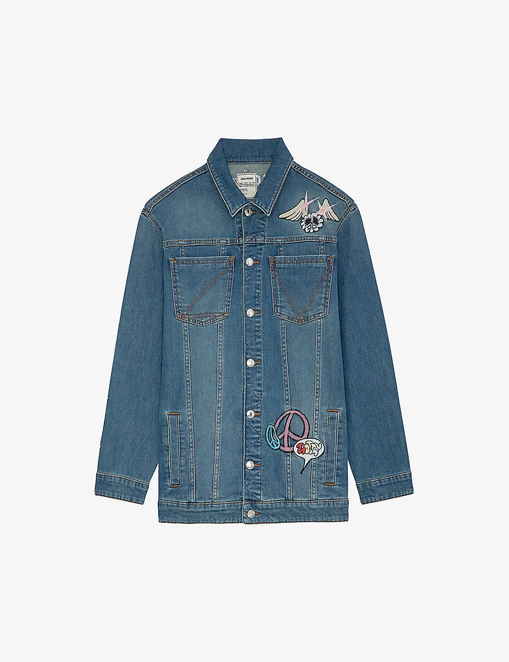 Zadig & Voltaire Kiome Patch-embellished Stretch-denim Jacket 1 Zadig & Voltaire Kiome Patch-embellished Stretch-denim Jacket