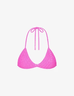 Triangle Recycled Stretch-nylon Crochet Bikini Top