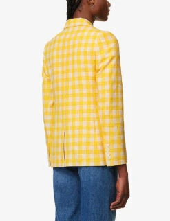 ME AND EM Single-breasted Padded-shoulder Cotton-blend Blazer -Women Clothing Store R04165496 SOFTWHITEYELLOW ALT03