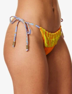 It's Now Cool Star Lit Bead-embellished Mid-rise Bikini Bottoms -Women Clothing Store R04165801 STARLITBEADED ALT04