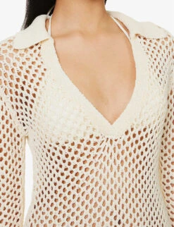 Newport Semi-sheer Cotton-blend Mini Dress -Women Clothing Store R04165938 IVORYCROCHET ALT03