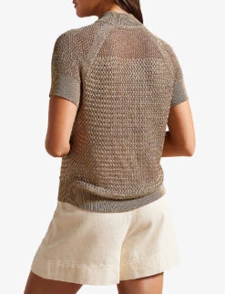 Ted Baker Abaly Basket-stitch Woven Top 7 Ted Baker Abaly Basket-stitch Woven Top -Women Clothing Store R04166170 BROWNTAN ALT03