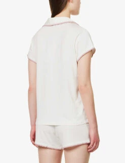 Eberjey Frida Whip Embroidered-trim Stretch-jersey Pyjama Set -Women Clothing Store R04166194 IVORYFOXGLOVE ALT03