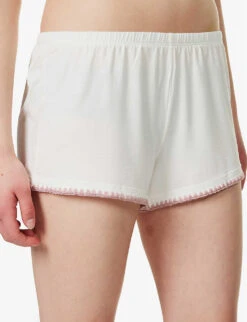 Eberjey Frida Whip Embroidered-trim Stretch-jersey Pyjama Set -Women Clothing Store R04166194 IVORYFOXGLOVE ALT05