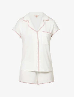 Eberjey Frida Whip Embroidered-trim Stretch-jersey Pyjama Set