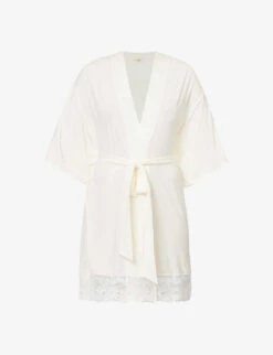 Eberjey Rosalia Lace-trim Stretch-jersey Robe