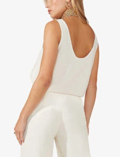 Sequin-embellished Straight-leg Mid-rise Woven Trousers -Women Clothing Store R04166375 IVORY ALT03