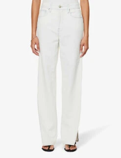 GOOD AMERICAN Good Boy Side-split Relaxed-fit Denim-blend Jeans -Women Clothing Store R04166599 INDIGO497 ALT03