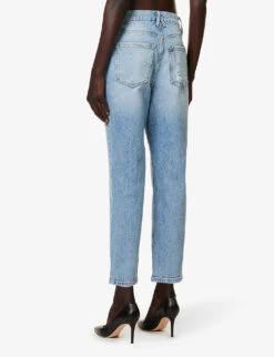 GOOD AMERICAN Good Girlfriend Petite Straight-leg Mid-rise Stretch-cotton And Recycled-cotton Blend Denim Jeans -Women Clothing Store R04166611 INDIGO112 ALT03