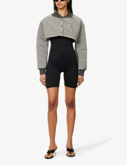 GOOD AMERICAN Scuba Scoop-neck Stretch-woven Playsuit -Women Clothing Store R04166618 BLACK001 ALT02