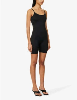 GOOD AMERICAN Scuba Scoop-neck Stretch-woven Playsuit -Women Clothing Store R04166618 BLACK001 ALT03