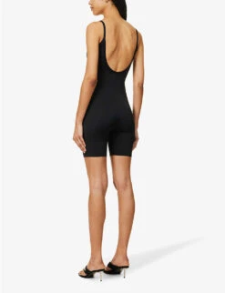 GOOD AMERICAN Scuba Scoop-neck Stretch-woven Playsuit -Women Clothing Store R04166618 BLACK001 ALT04
